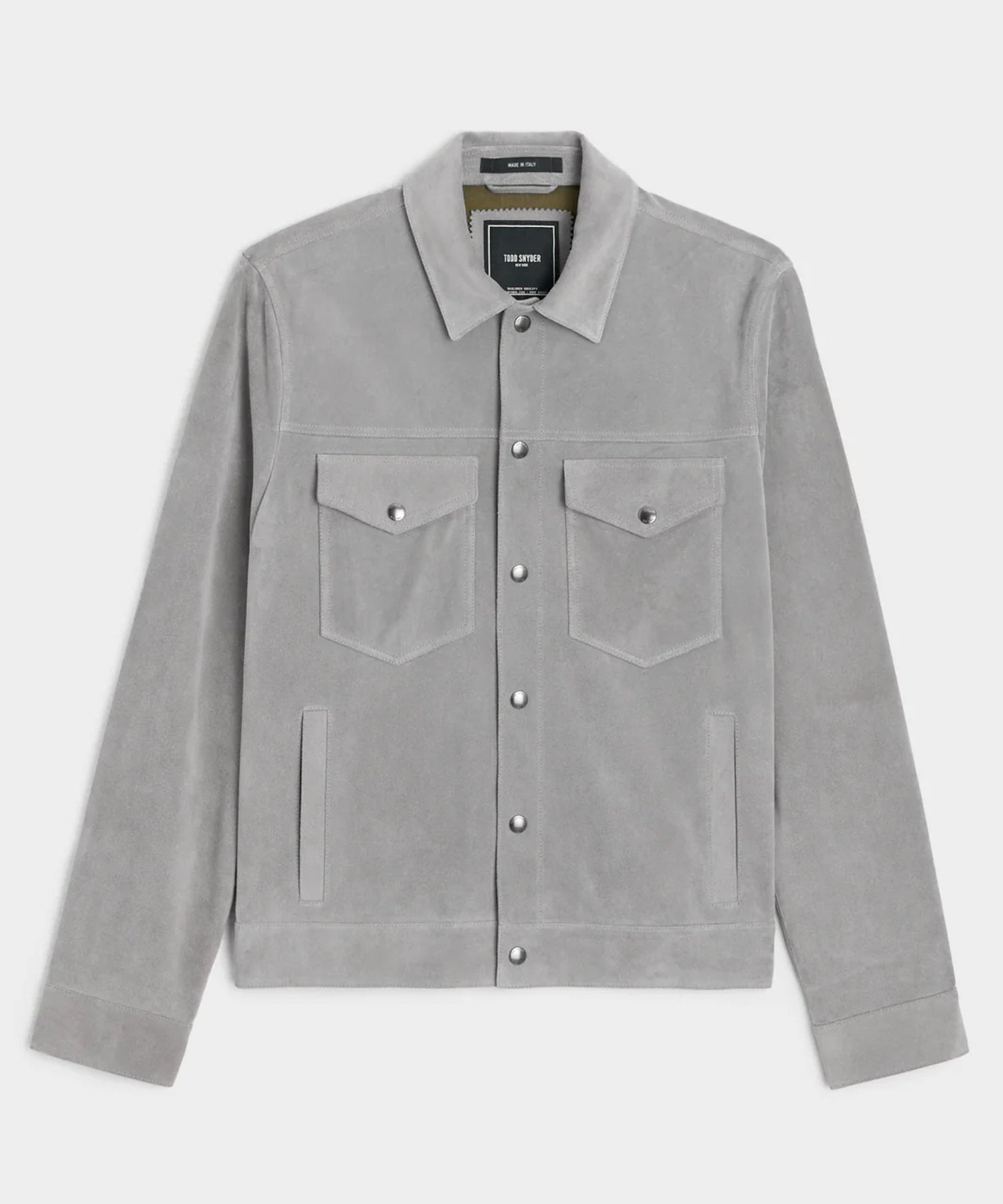 Todd Snyder Italian Suede Snap Dylan Jacket in Light Grey Light Grey