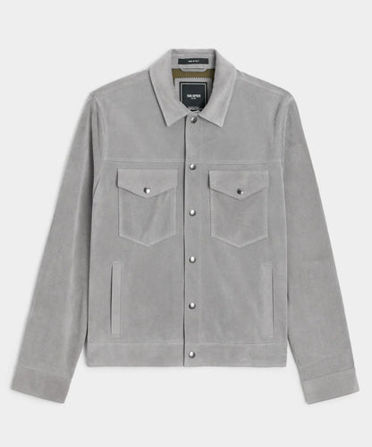 Todd Snyder Italian Suede Snap Dylan Jacket in Light Grey Light Grey