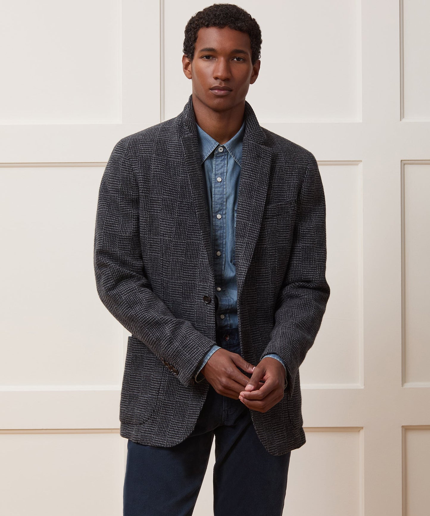 Todd Snyder Italian Wool Sport Coat in Grey Houndsooth Glen Plaid Grey