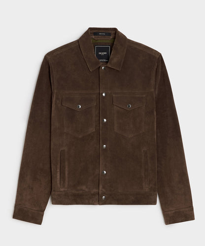 Todd Snyder Italian Suede Snap Dylan Jacket in Rich Brown Rich Brown