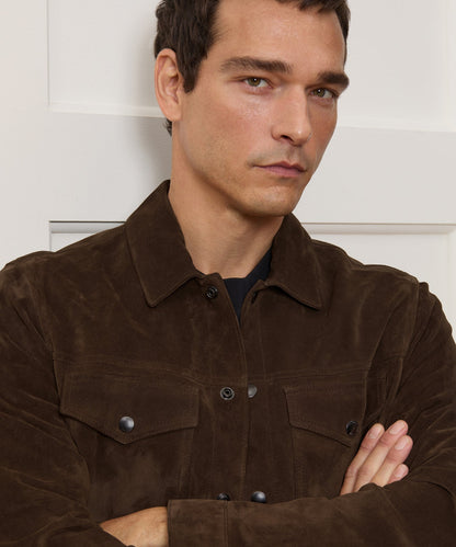 Todd Snyder Italian Suede Snap Dylan Jacket in Rich Brown Rich Brown