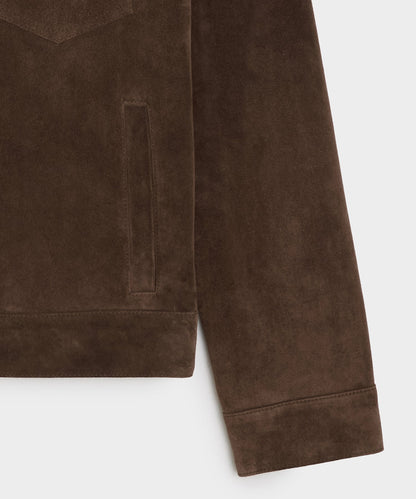 Todd Snyder Italian Suede Snap Dylan Jacket in Rich Brown Rich Brown