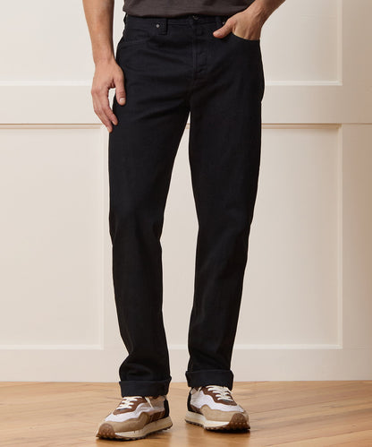 Todd Snyder Straight Japanese Selvedge Stretch Jean in Black Black