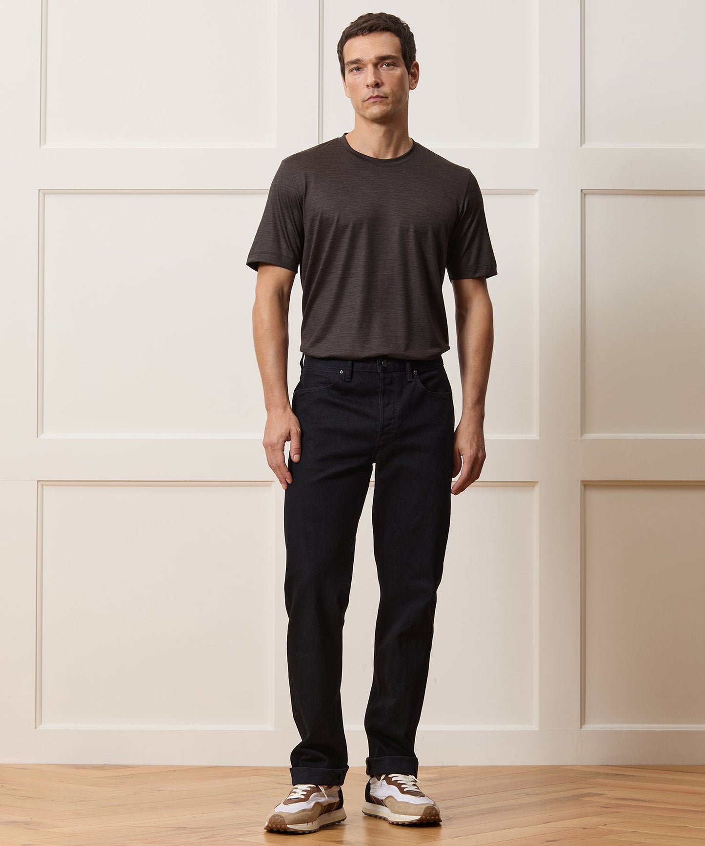Todd Snyder Straight Japanese Selvedge Stretch Jean in Black Black