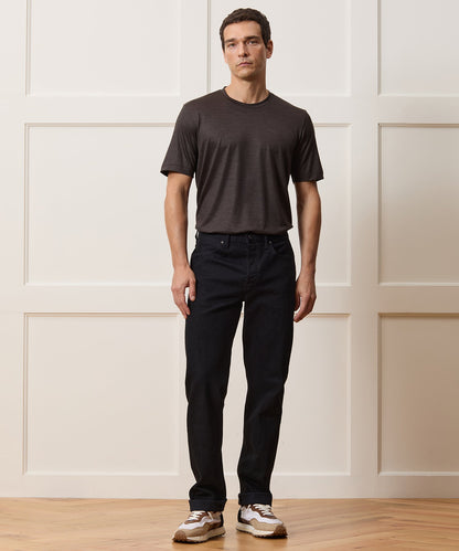 Todd Snyder Straight Japanese Selvedge Stretch Jean in Black Black