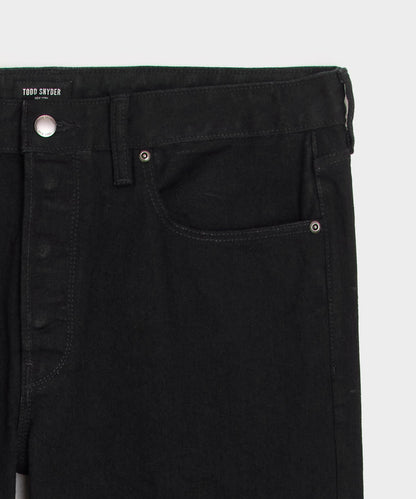 Todd Snyder Straight Japanese Selvedge Stretch Jean in Black Black