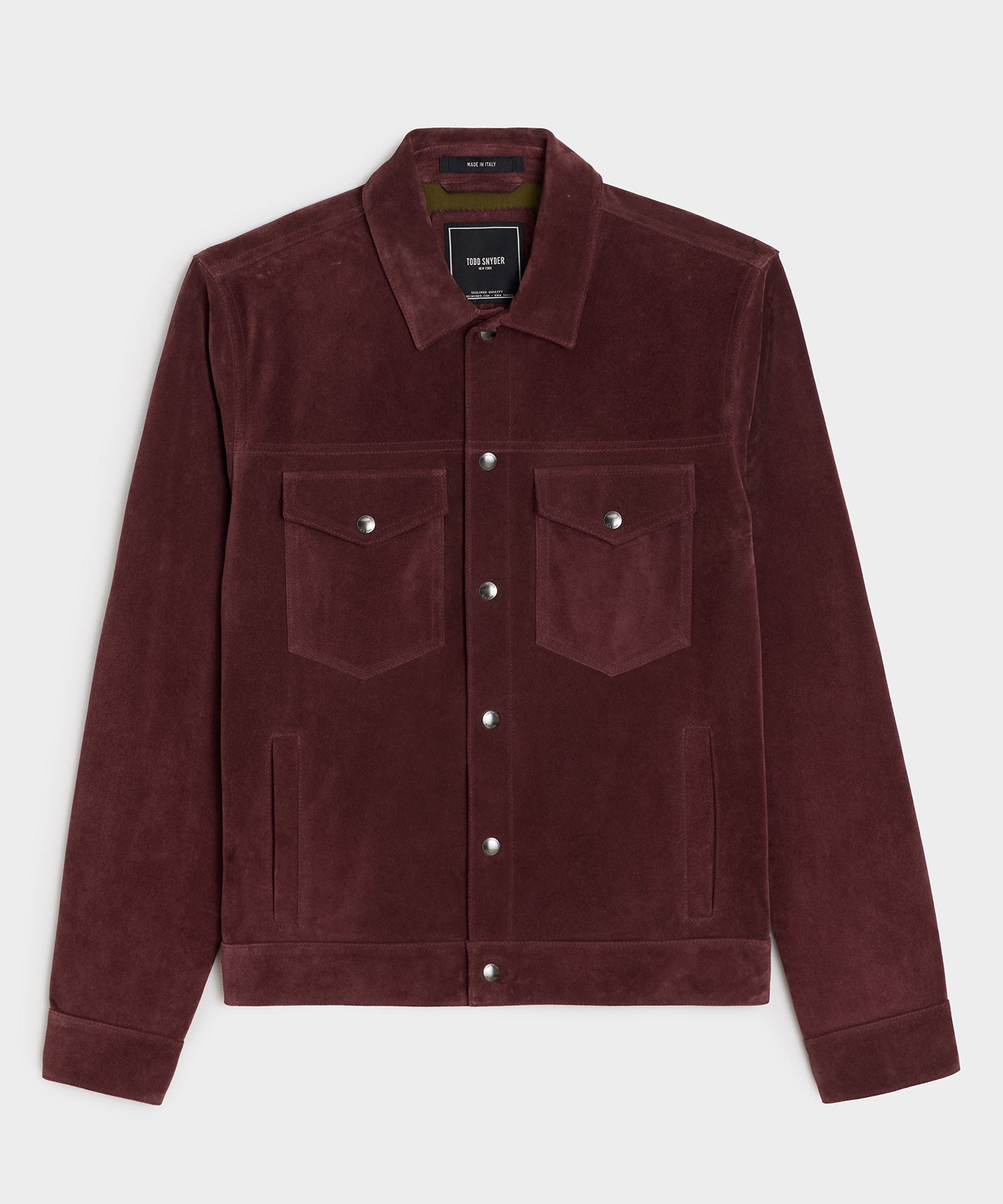 Todd Snyder Italian Suede Snap Dylan Jacket in Oxblood Red Oxblood Red