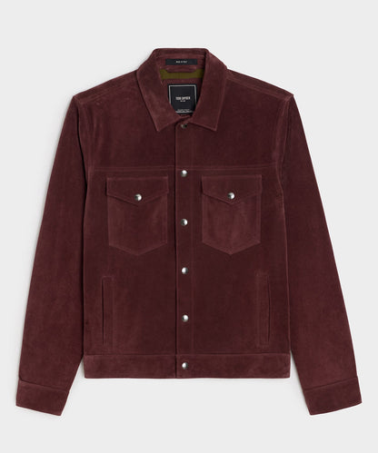 Todd Snyder Italian Suede Snap Dylan Jacket in Oxblood Red Oxblood Red