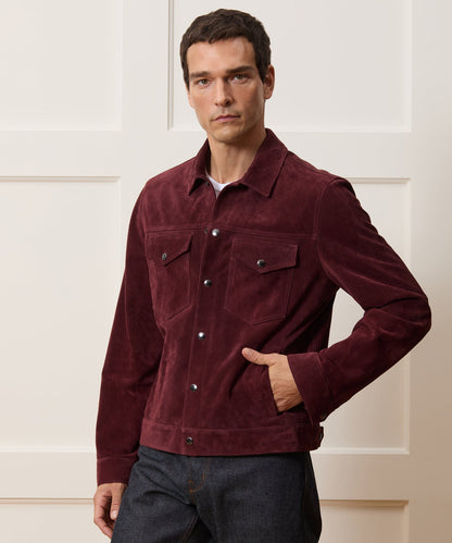 Todd Snyder Italian Suede Snap Dylan Jacket in Oxblood Red Oxblood Red