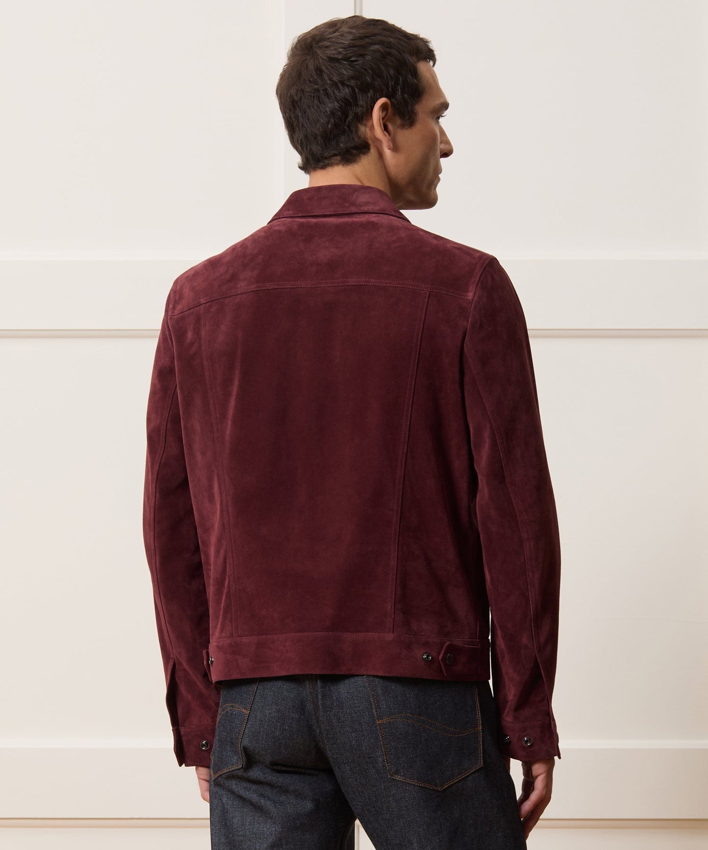 Todd Snyder Italian Suede Snap Dylan Jacket in Oxblood Red Oxblood Red