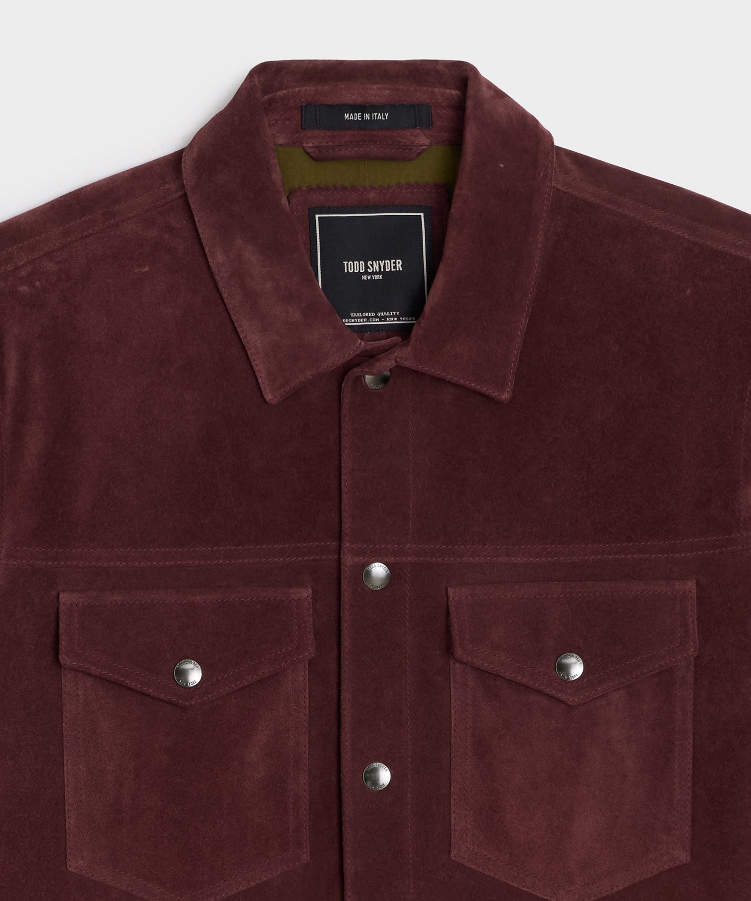 Todd Snyder Italian Suede Snap Dylan Jacket in Oxblood Red Oxblood Red