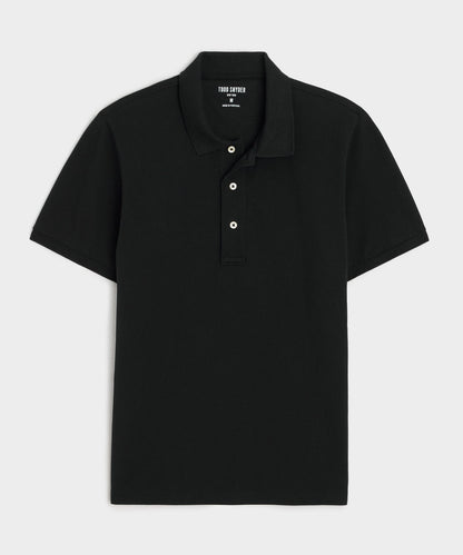Todd Snyder Cotton Pique Polo in Pitch Black Pitch Black