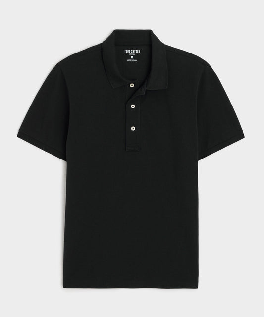 Todd Snyder Cotton Pique Polo in Pitch Black Pitch Black