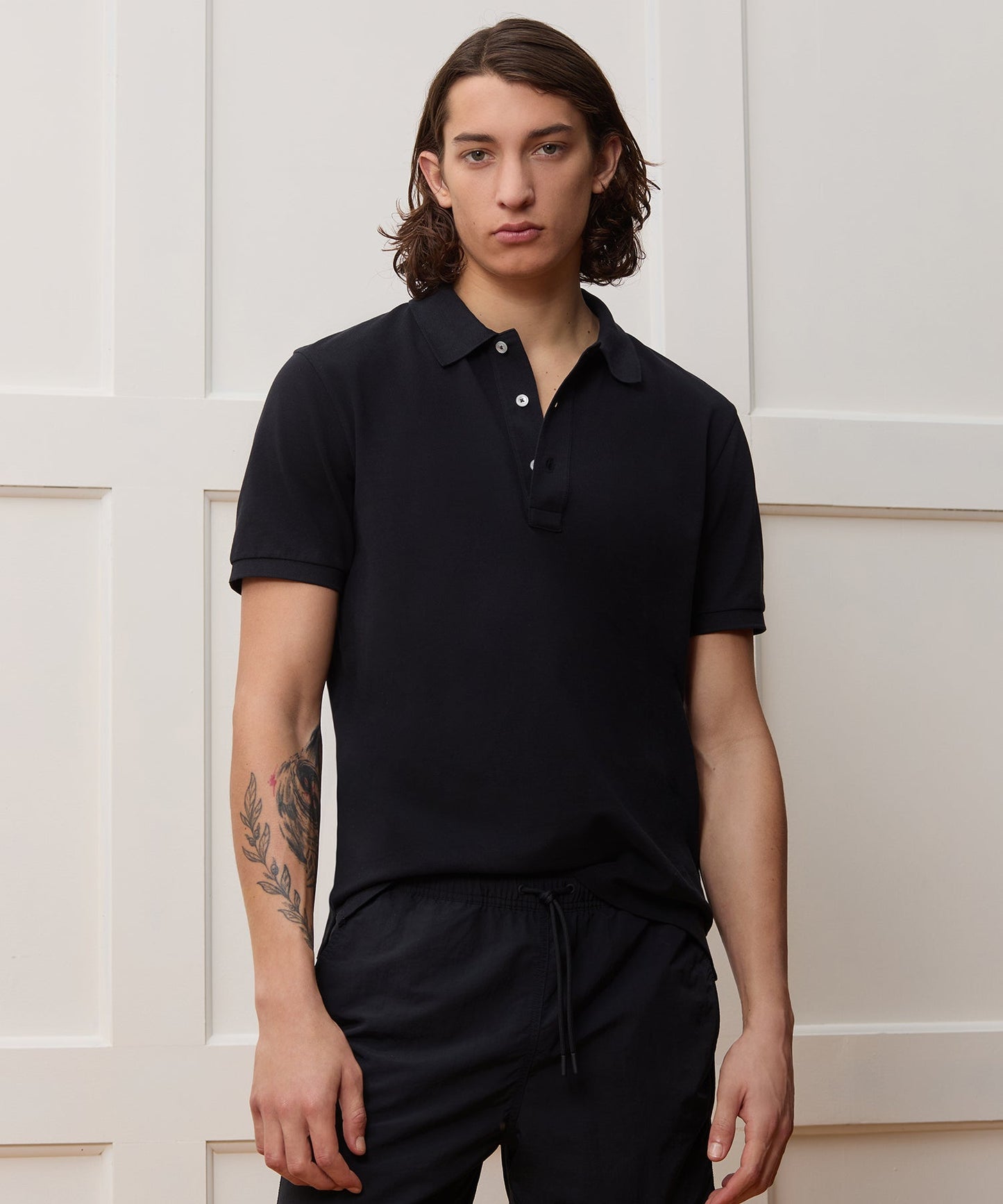 Todd Snyder Cotton Pique Polo in Pitch Black Pitch Black