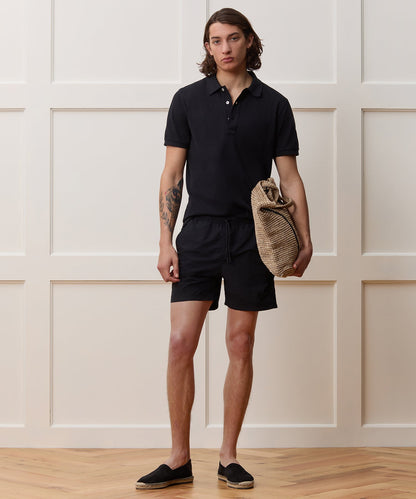 Todd Snyder Cotton Pique Polo in Pitch Black Pitch Black