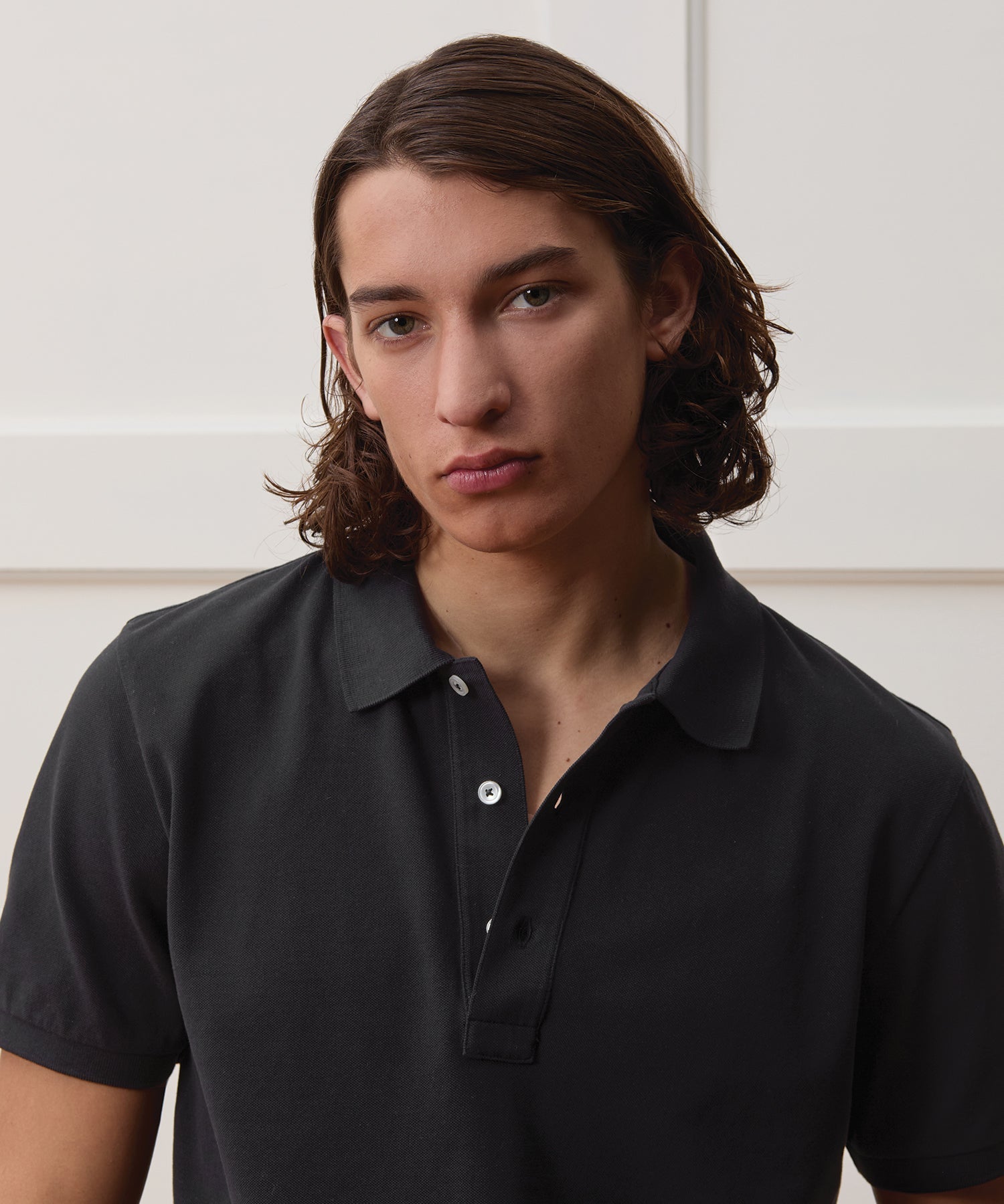 Todd Snyder Cotton Pique Polo in Pitch Black Pitch Black