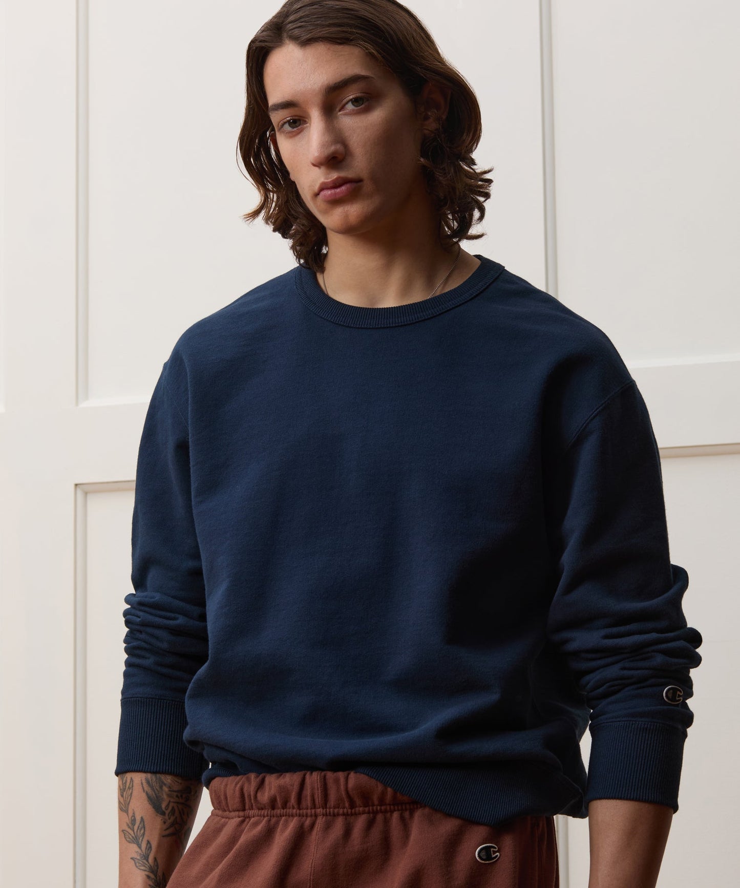 Todd Snyder Champion Relaxed French Terry Crewneck in Classic Navy Classic Navy