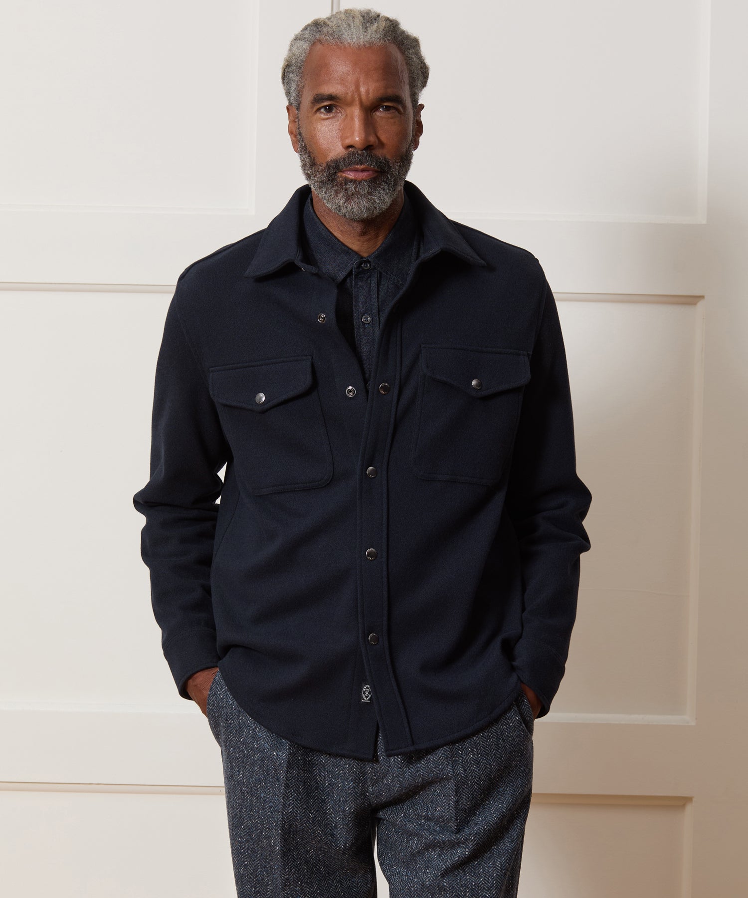 Todd Snyder Knit Military Shirt in Navy Navy