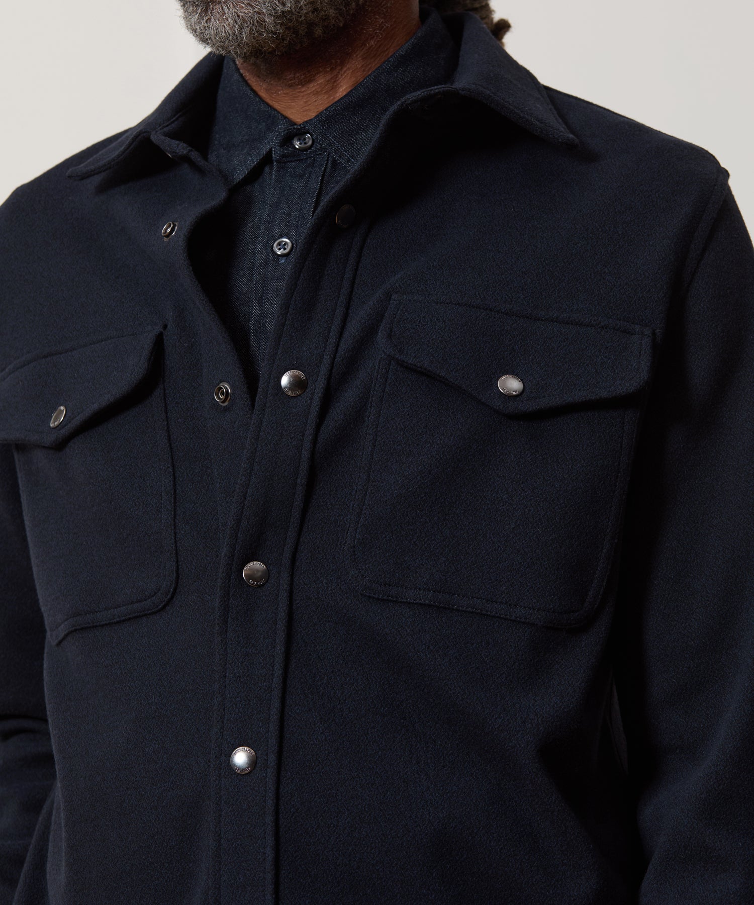 Todd Snyder Knit Military Shirt in Navy Navy