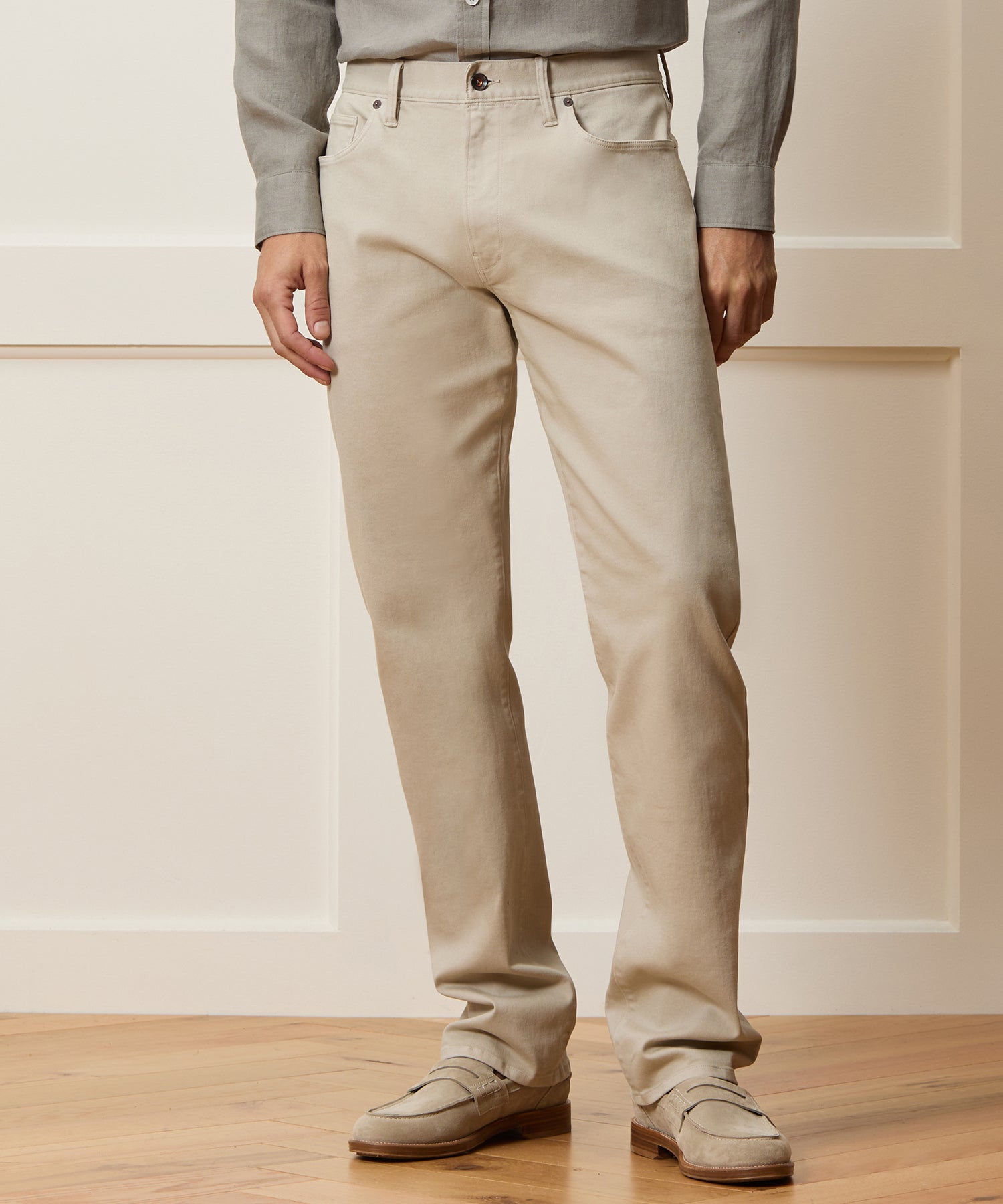 Todd Snyder Straight Fit 5-Pocket Chino Stone