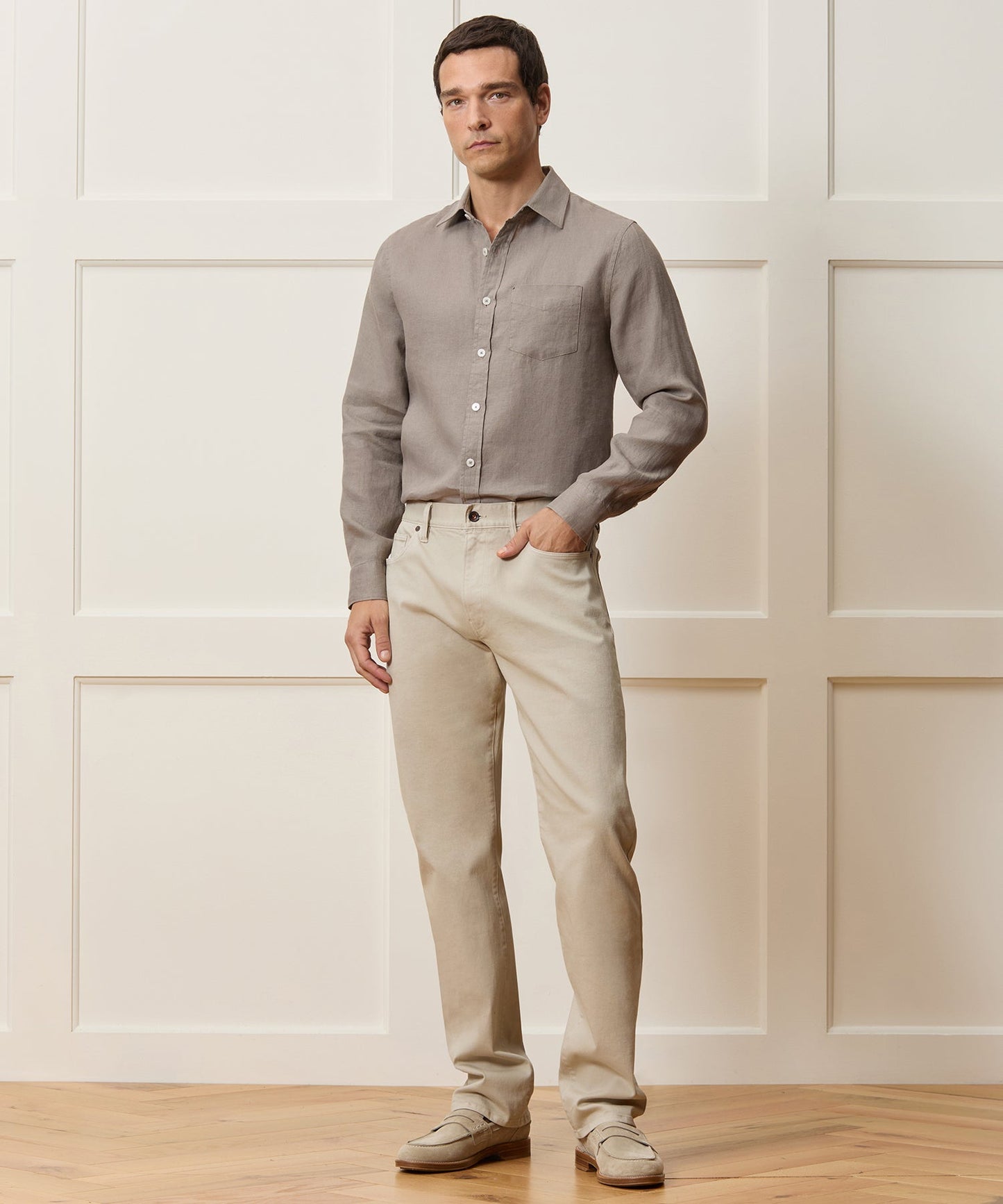 Todd Snyder Straight Fit 5-Pocket Chino Stone