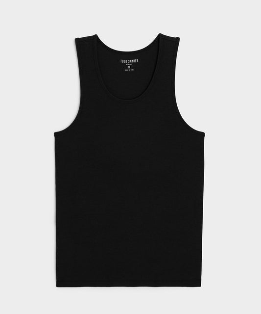 Todd Snyder Slim Ribbed Tank in Black Black