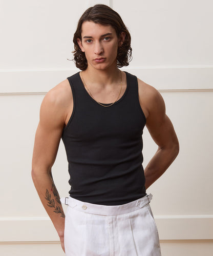 Todd Snyder Slim Ribbed Tank in Black Black