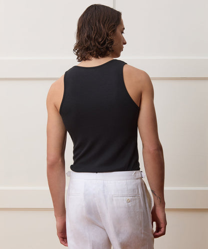 Todd Snyder Slim Ribbed Tank in Black Black