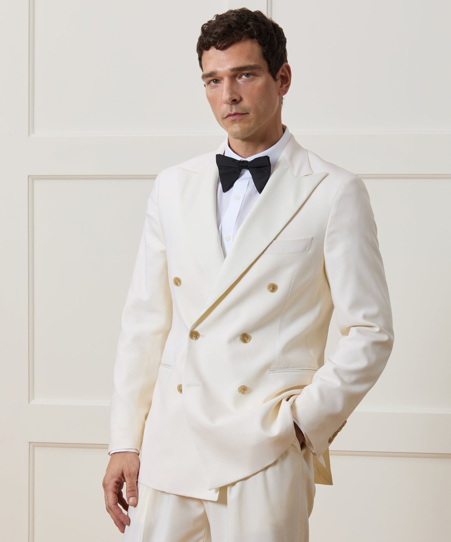 Todd Snyder Italian Wool Double-Breasted Tuxedo Jacket Ivory