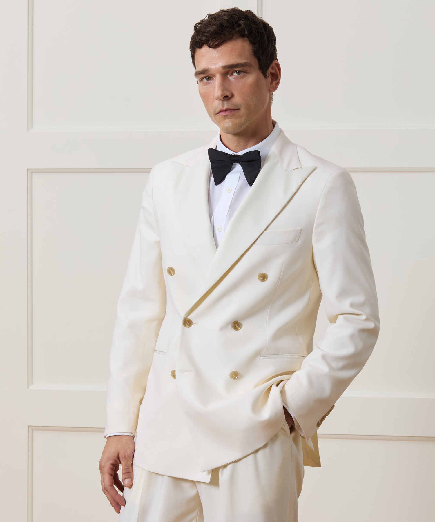 Todd Snyder Italian Wool Double-Breasted Tuxedo Jacket Ivory