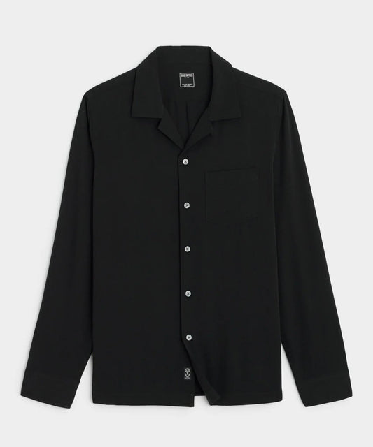 Todd Snyder Slim Fit Rayon Hollywood Shirt in Blacktop Blacktop