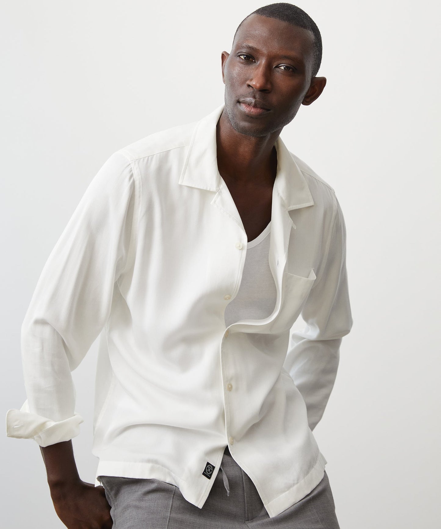Todd Snyder Slim Fit Rayon Hollywood Shirt in White White