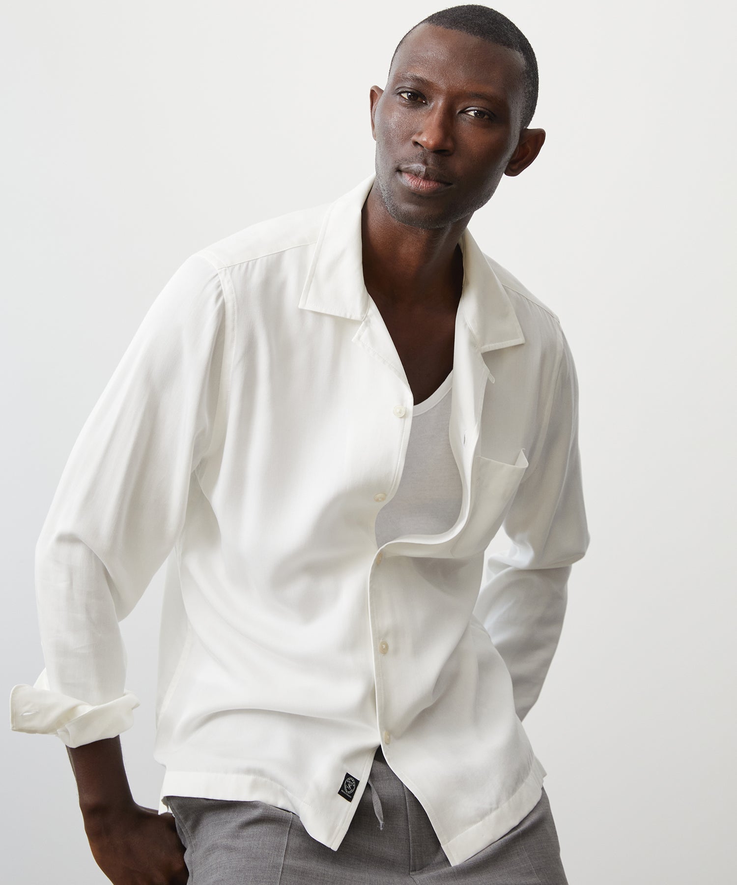 Todd Snyder Slim Fit Rayon Hollywood Shirt in White White