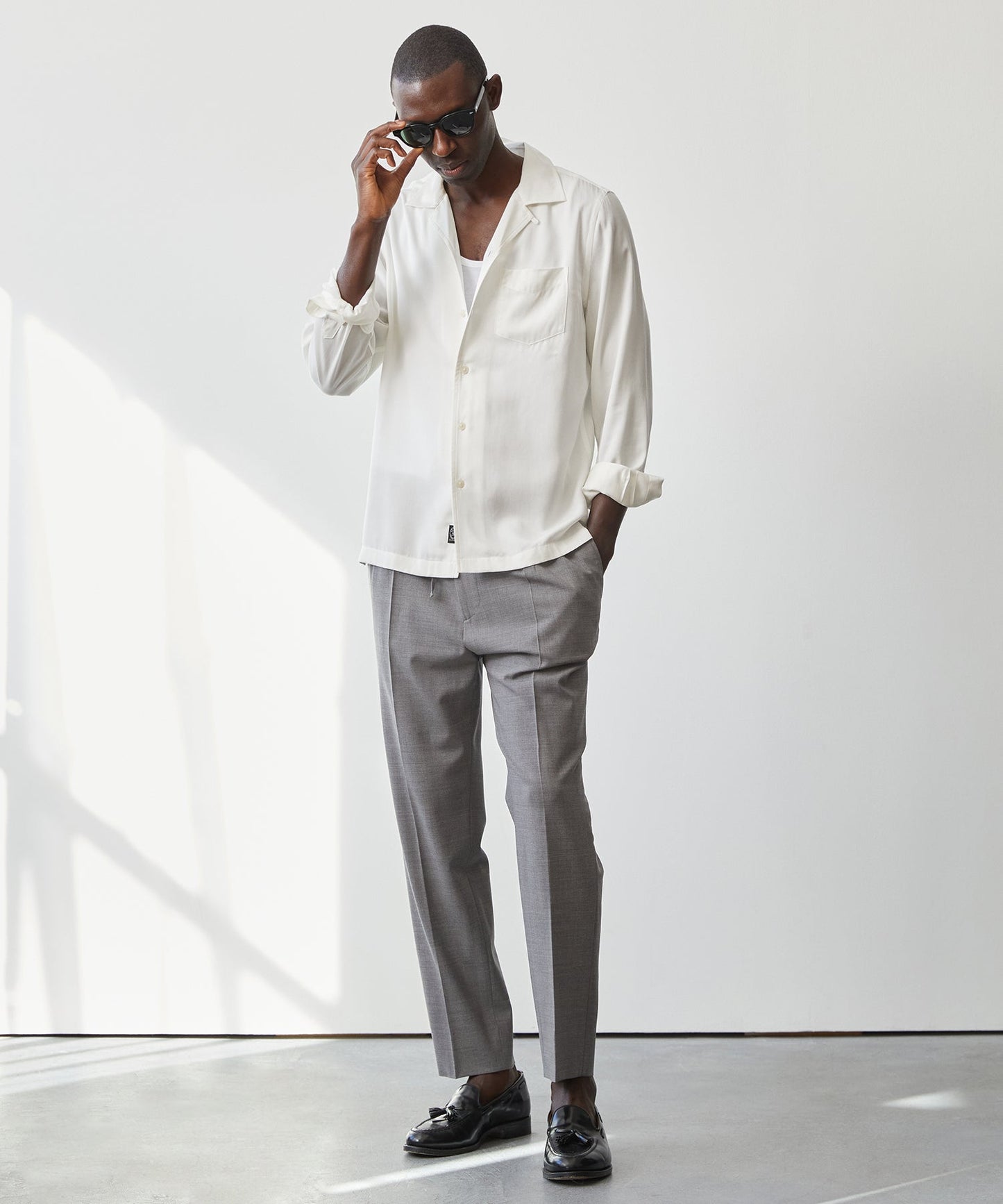 Todd Snyder Slim Fit Rayon Hollywood Shirt in White White
