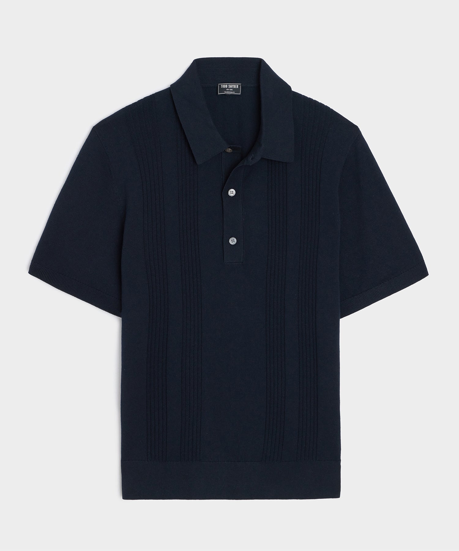 Todd Snyder Silk-Cotton Ribbed Sweater Polo in Navy Navy