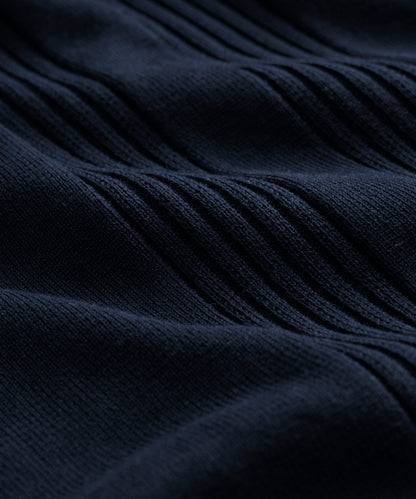 Todd Snyder Silk-Cotton Ribbed Sweater Polo in Navy Navy