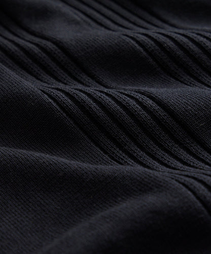Todd Snyder Silk-Cotton Ribbed Full Placket Sweater Polo in Black Black
