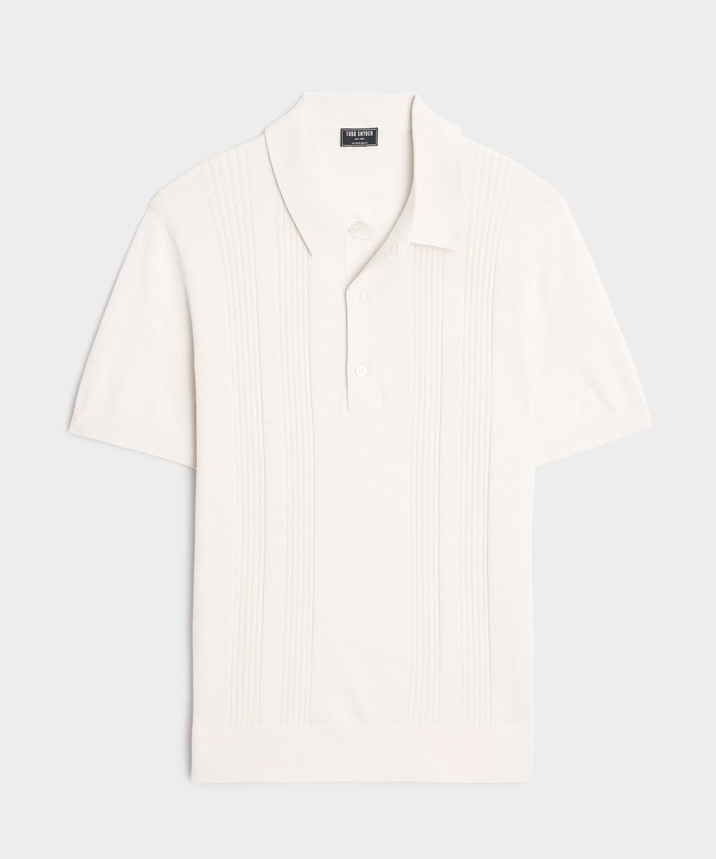 Todd Snyder Silk-Cotton Ribbed Sweater Polo in Off White Bisque