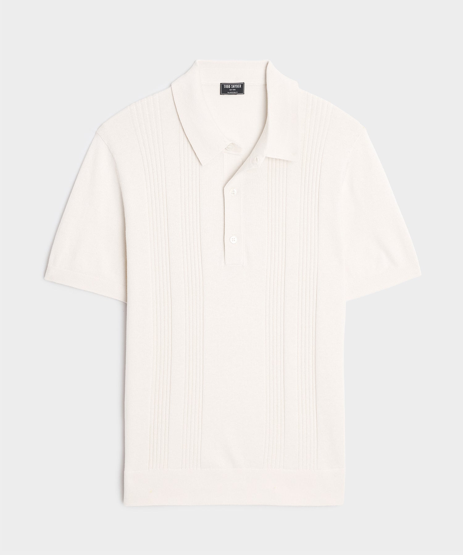 Todd Snyder Silk-Cotton Ribbed Sweater Polo in Off White Bisque