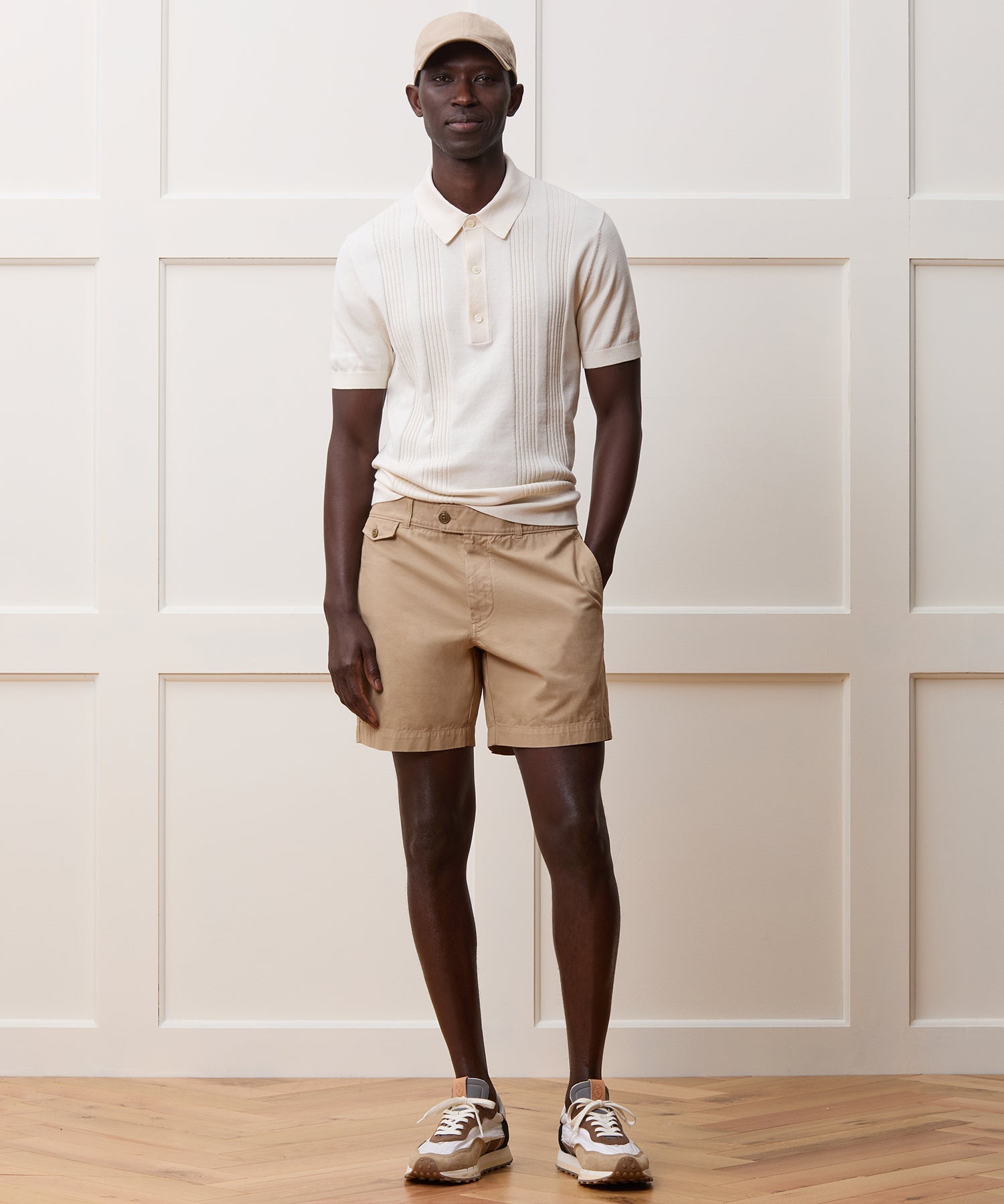 Todd Snyder Silk-Cotton Ribbed Sweater Polo in Off White Bisque