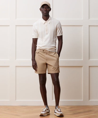 Todd Snyder Silk-Cotton Ribbed Sweater Polo in Off White Bisque