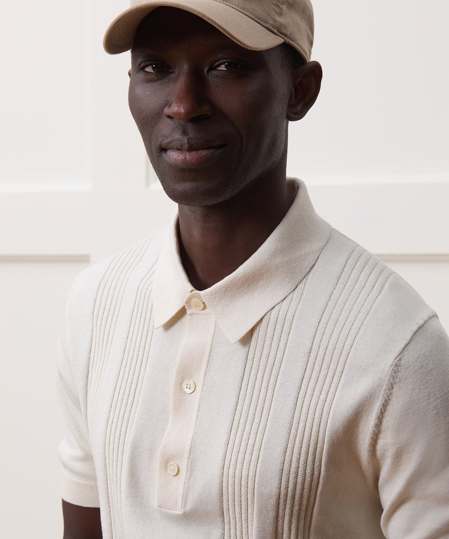 Todd Snyder Silk-Cotton Ribbed Sweater Polo in Off White Bisque