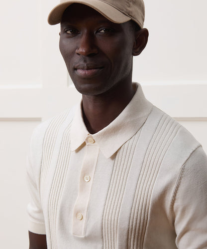 Todd Snyder Silk-Cotton Ribbed Sweater Polo in Off White Bisque