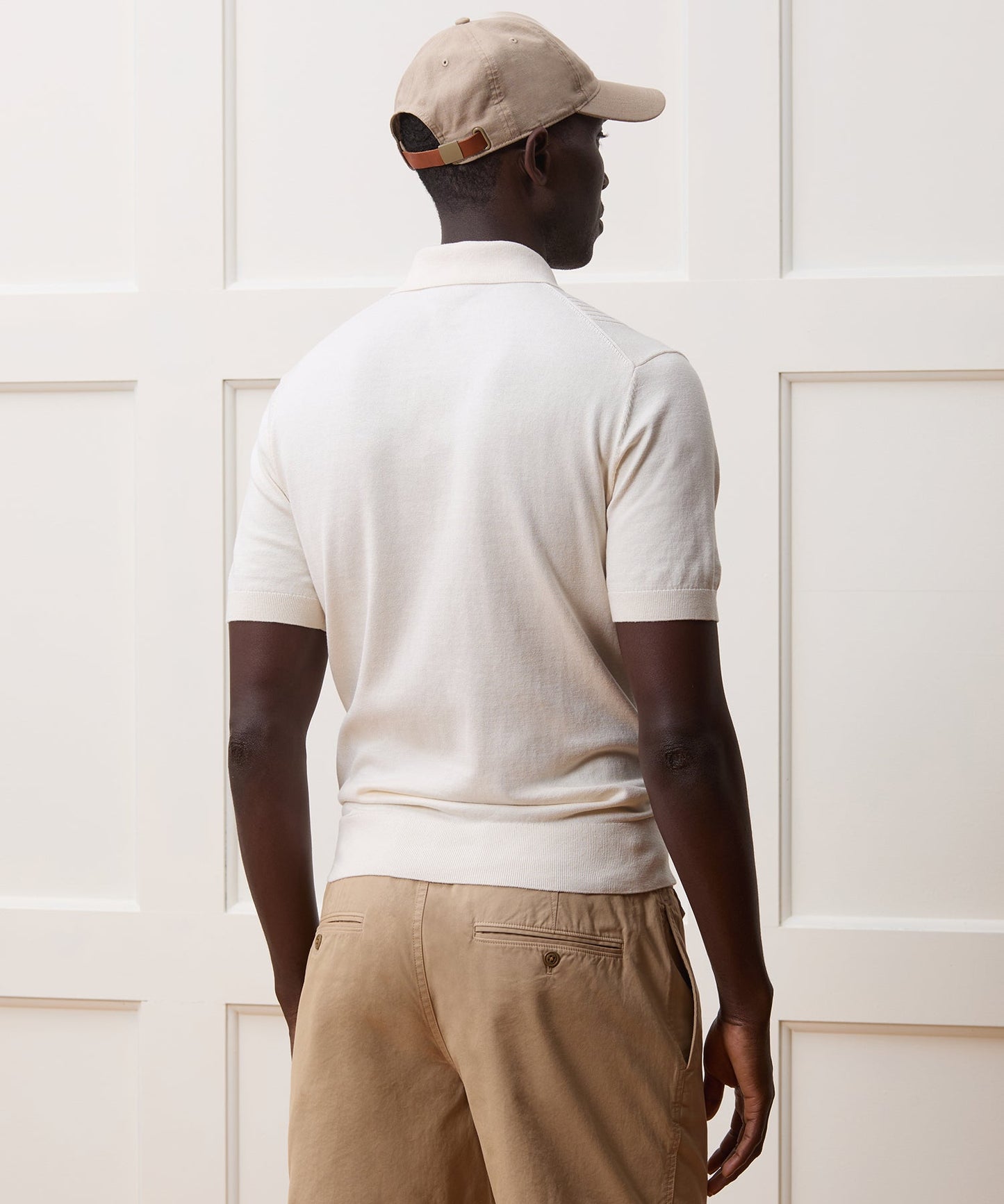 Todd Snyder Silk-Cotton Ribbed Sweater Polo in Off White Bisque