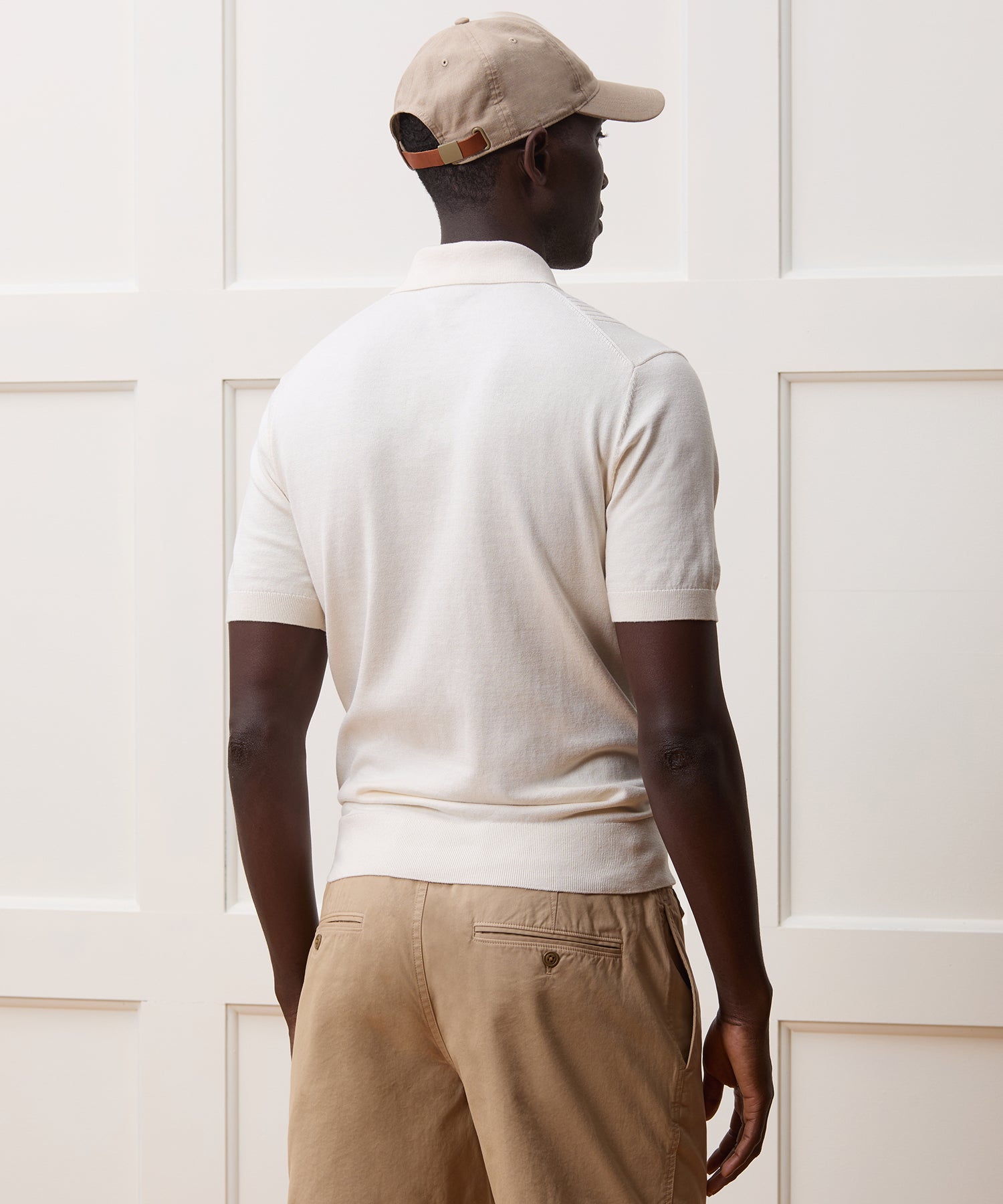Todd Snyder Silk-Cotton Ribbed Sweater Polo in Off White Bisque