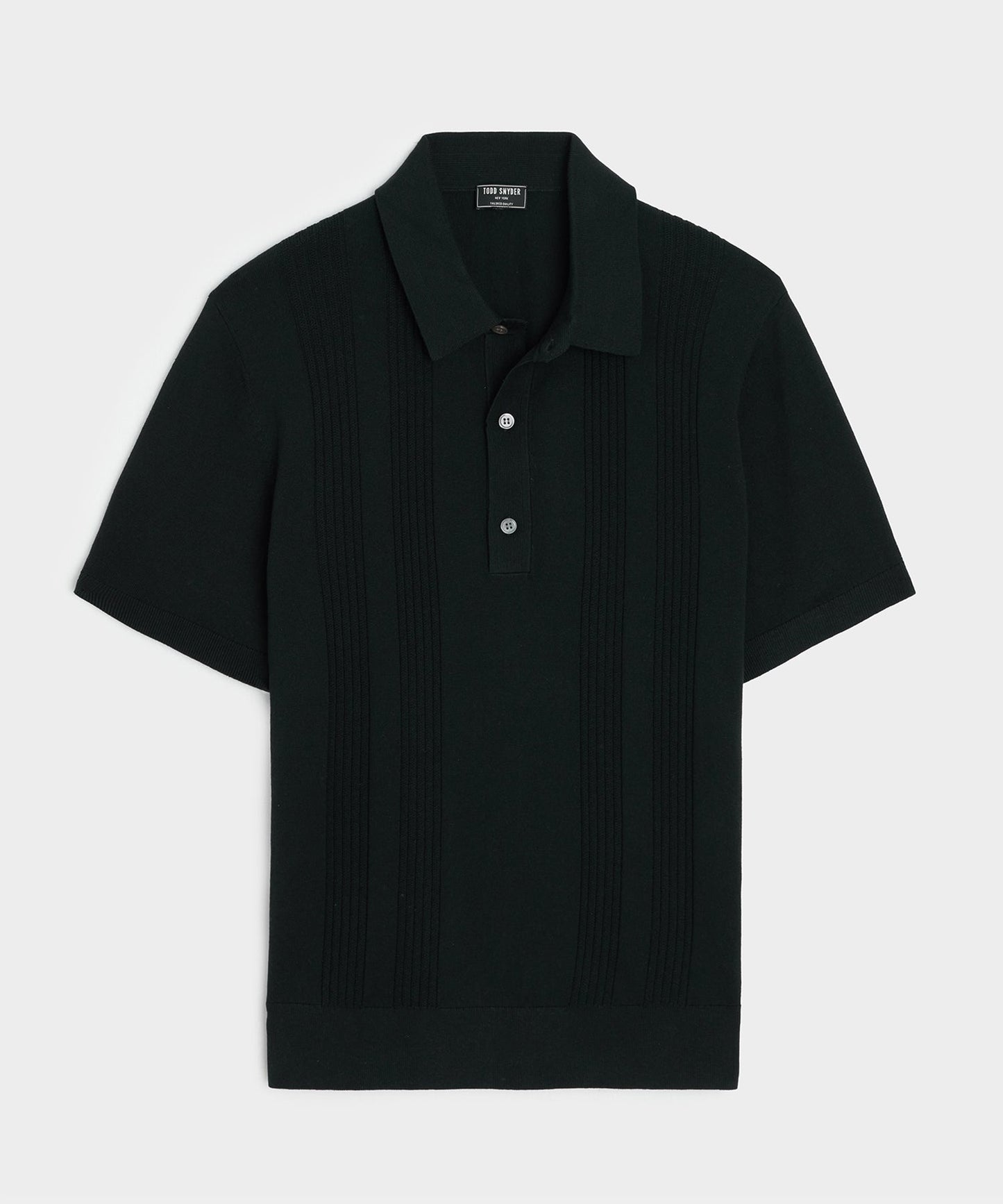 Todd Snyder Silk-Cotton Ribbed Sweater Polo in Black Black
