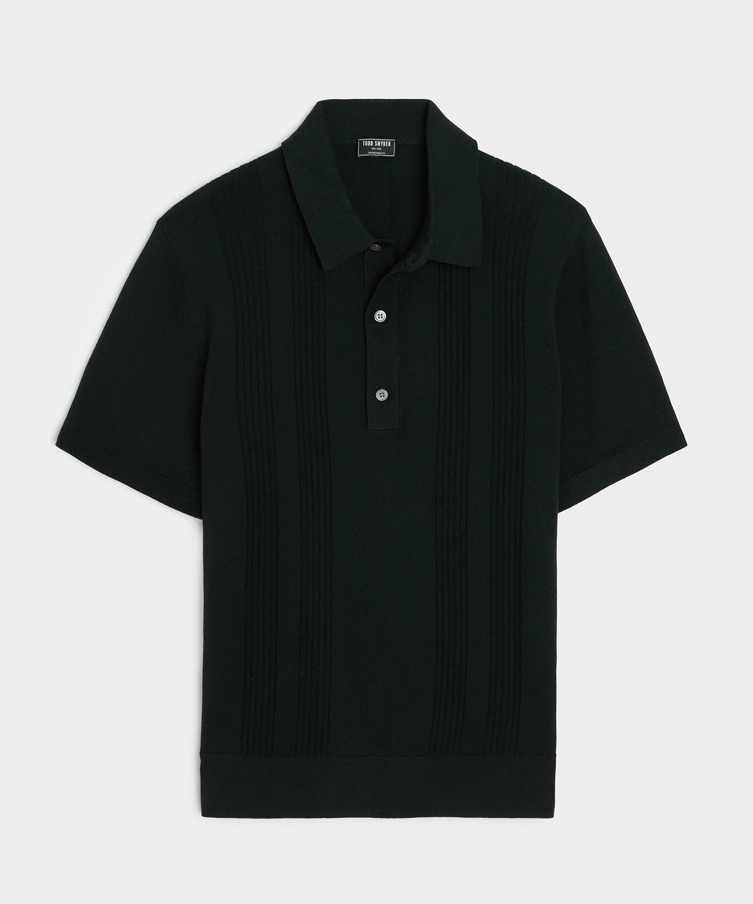Todd Snyder Silk-Cotton Ribbed Sweater Polo in Black Black