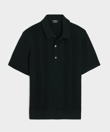 Todd Snyder Silk-Cotton Ribbed Sweater Polo in Black Black