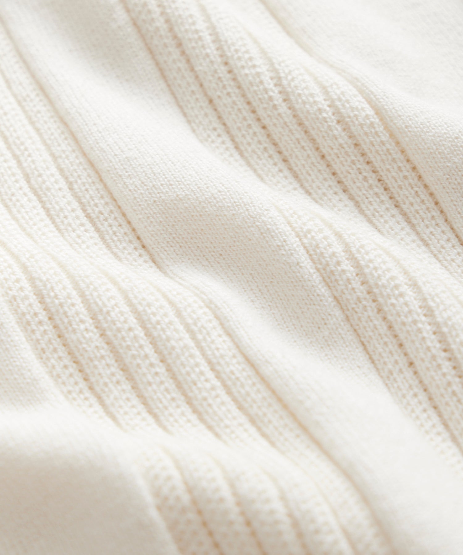 Todd Snyder Silk-Cotton Ribbed Full Placket Sweater Polo in Off White Bisque