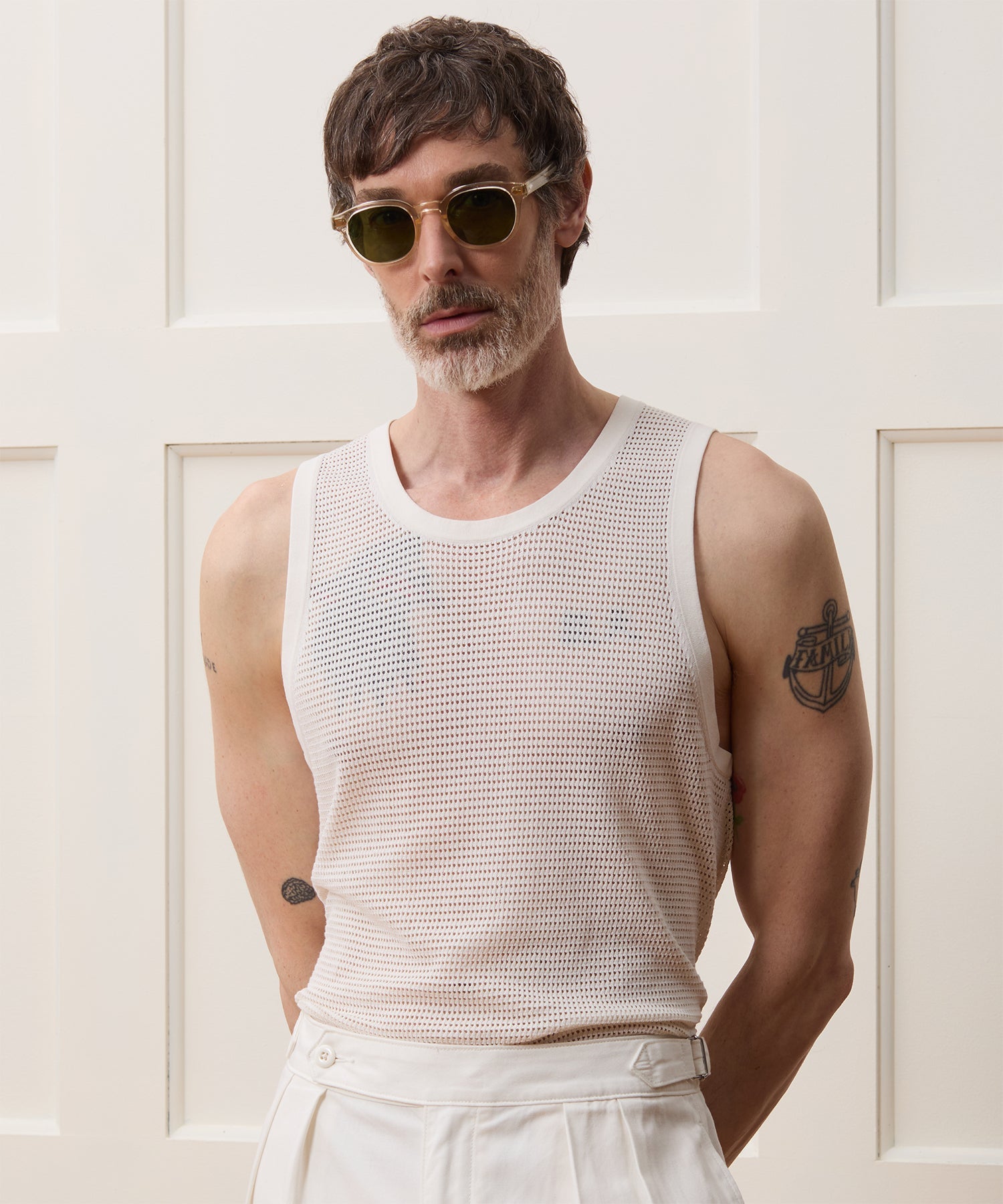 Todd Snyder Luxe Mesh Tank in Bisque Bisque
